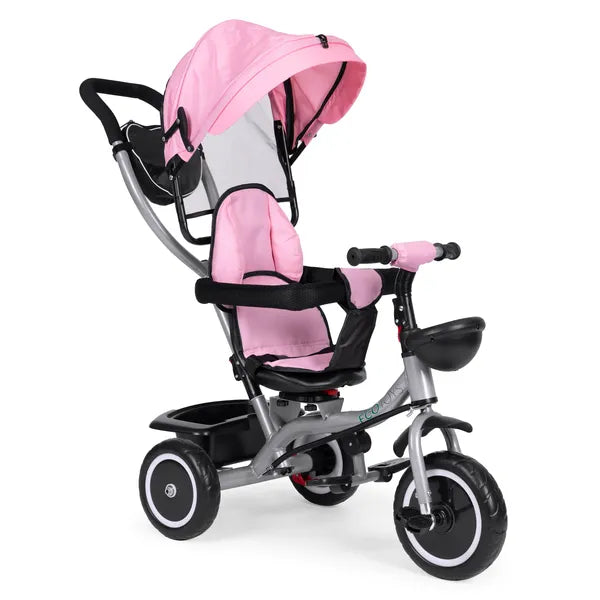 Ecotoys 2in1 tricikli babakocsi, forgatható ülés, rózsaszín