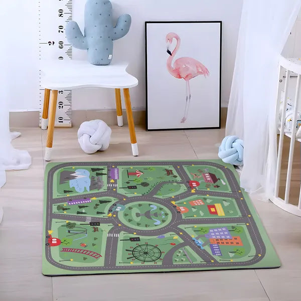 Város mintás EVA hab puzzle játszószőnyeg, 90,5×90,5 cm, 21 db