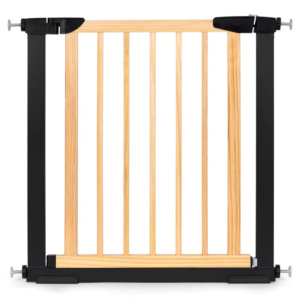 Gyerek- és kisállatbiztonsági rács lépcsőre/ajtóba 74-80 cm fém-fa, fúrásmentes