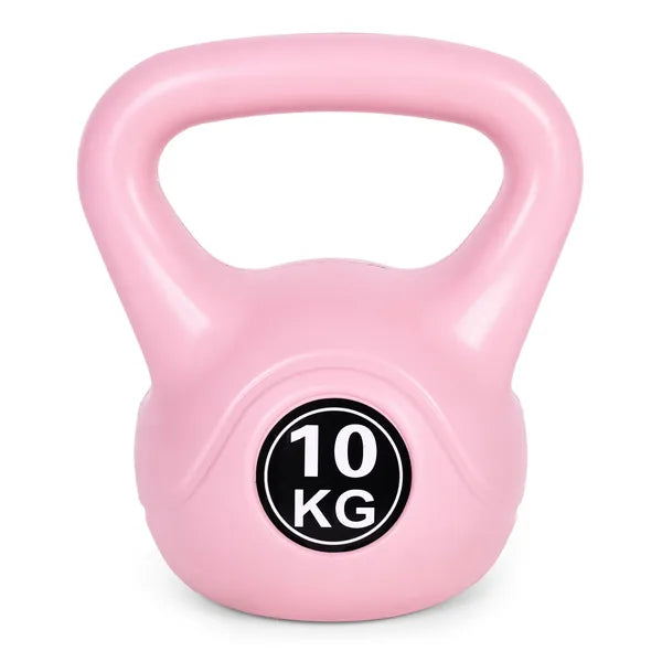Rózsaszín ModernHome kettlebell 10 kg, műanyag borítás, ergonomikus markolat