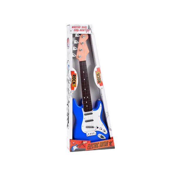 Elektromos gyerekjáték gitár rock hangzással, 44 cm, pánttal, AA elemes