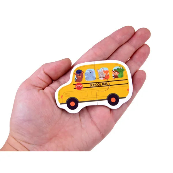 Járműves kirakó készlet, 23 db kétrészes karton puzzle, 3+ év