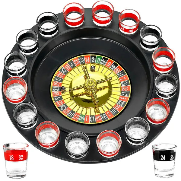 Party alkohol rulett, 30 cm átmérő, 16×25 ml felespohár