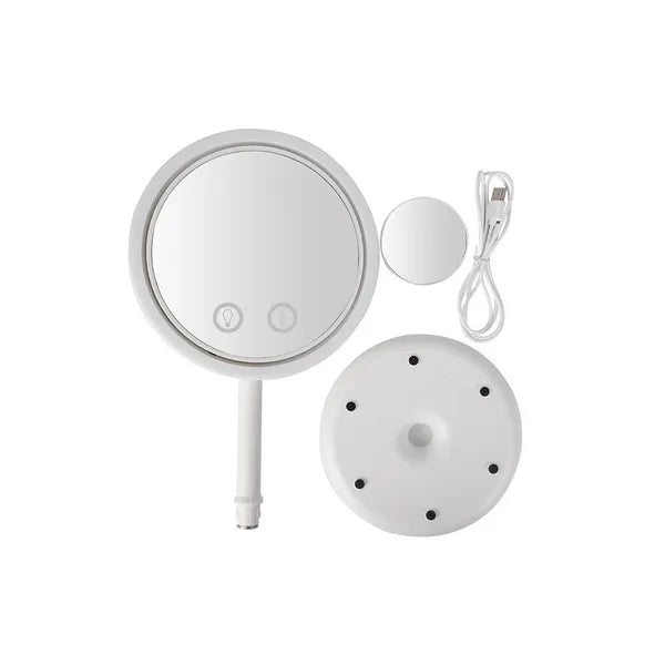 LED kozmetikai sminktükör ventilátorral, 5× nagyítás, USB/akkumulátor, 20 cm