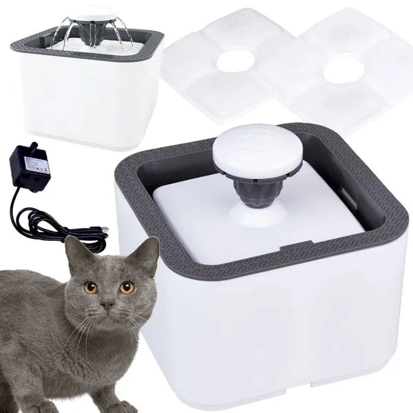 Automata 2,5 l-es macska-kutya itató szökőkút, 3 üzemmóddal, csendes USB pumpa