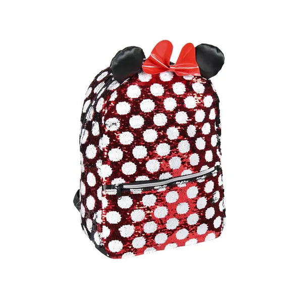 Disney Minnie egér flitteres gyerek hátizsák, 40 cm, piros/fekete