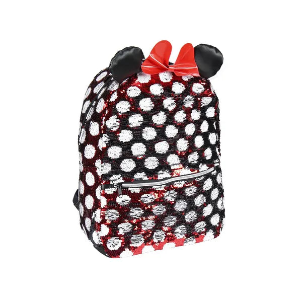 Disney Minnie egér flitteres gyerek hátizsák, 40 cm, piros/fekete