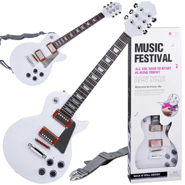 Gyerek elektromos játék gitár pánttal, fekete, 69 cm