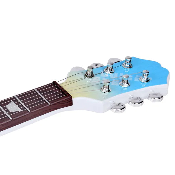 Gyerek elektromos gitár erősítővel és állítható mikrofonnal, világoskék