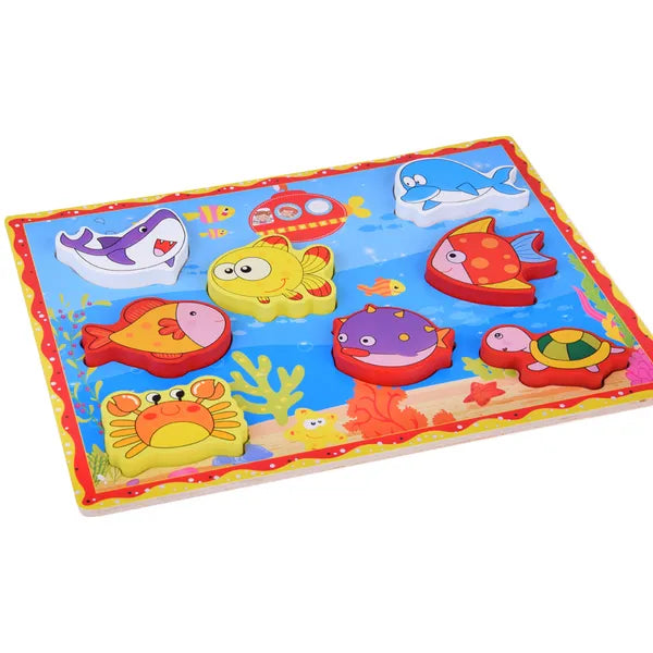 Fa puzzle vízi állatokkal, 8 db, 30×22,5 cm