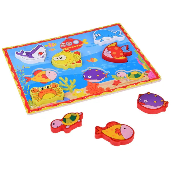 Fa puzzle vízi állatokkal, 8 db, 30×22,5 cm