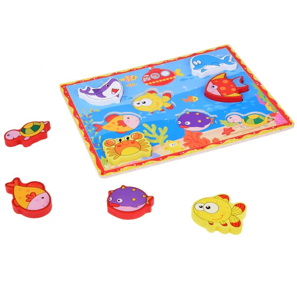 Fa puzzle vízi állatokkal, 8 db, 30×22,5 cm