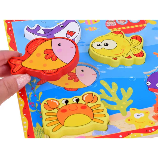 Fa puzzle vízi állatokkal, 8 db, 30×22,5 cm