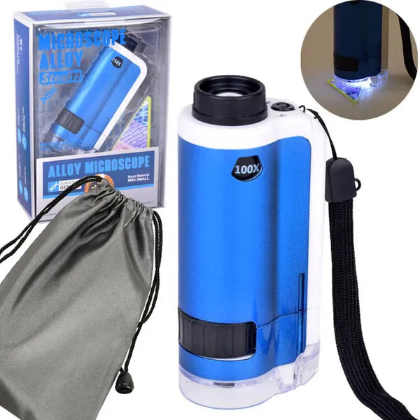 Zsebmikroszkóp gyerekeknek 100x-250x nagyítással, LED fénnyel