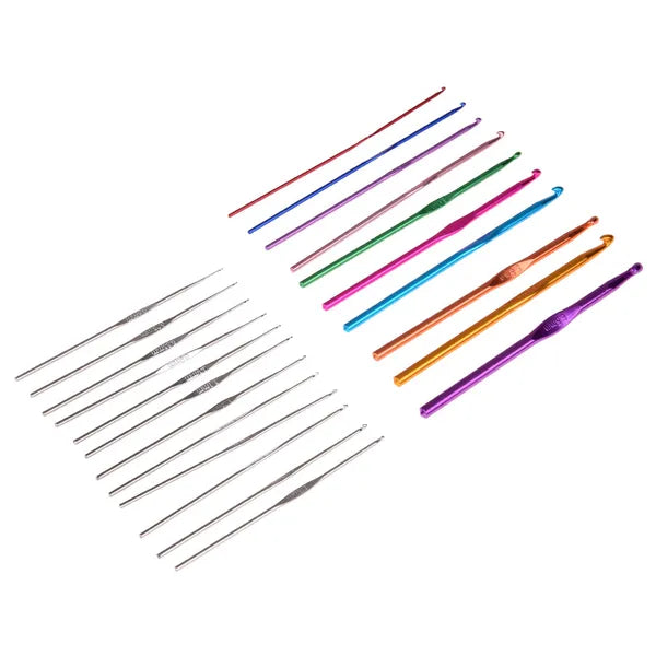 100 részes horgolótű készlet 0,6–6,5 mm tartozékokkal és tokkal