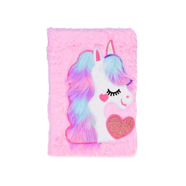Unikornisos plüss titkos napló 22×16 cm, 80 lap, rózsaszín csillámos