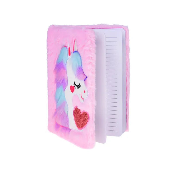 Unikornisos plüss titkos napló 22×16 cm, 80 lap, rózsaszín csillámos
