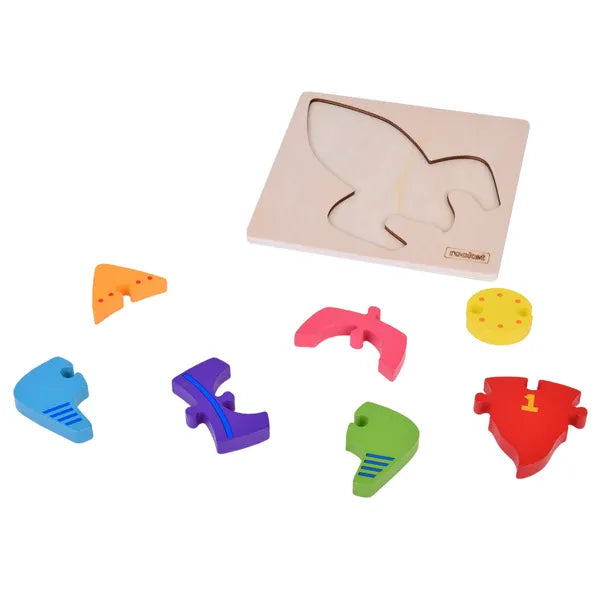 Fa 3D rakéta kirakó Montessori logikai játék, 7 részes