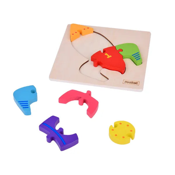 Fa 3D rakéta kirakó Montessori logikai játék, 7 részes