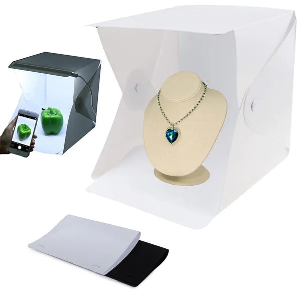Árnyékmentes fotósátor 20 LED-es csíkkal, USB, 24×22×24 cm