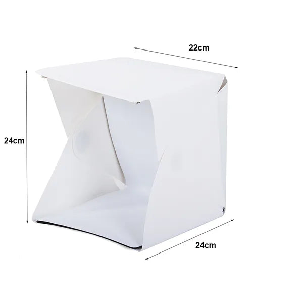 Árnyékmentes fotósátor 20 LED-es csíkkal, USB, 24×22×24 cm