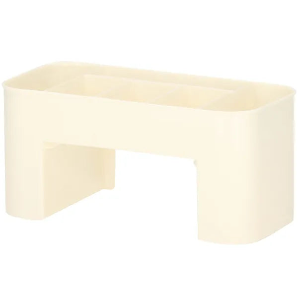 Krém–rózsaszín PP asztali kozmetikai rendszerező 6 rekesszel, fiókkal 21×10×10 cm