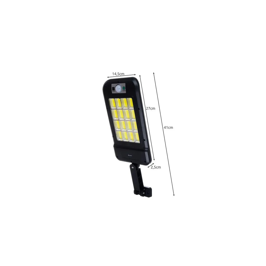 Izoxis 240 LED napelemes lámpa távirányítóval, hideg fehér, fekete, 27 x 14,5 x 2,5 cm