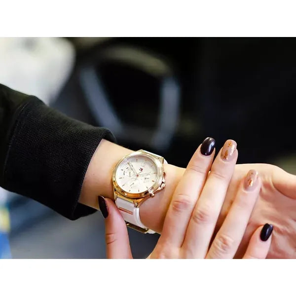 Tommy hilfiger eve női karóra - rozé arany, fehér szíj