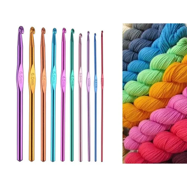 Horgolókészlet 22 tűvel 0,6–6,5 mm, 50 részes tokban