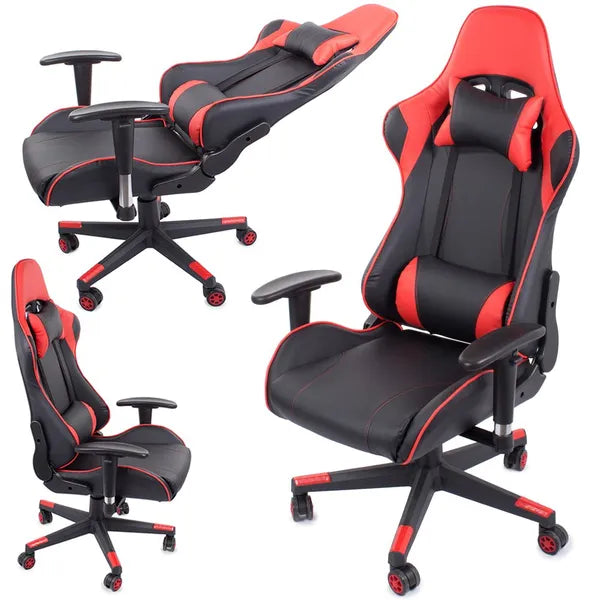 Piros gamer vödörüléses forgószék, 2D karfákkal, 160° döntéssel, 180 kg