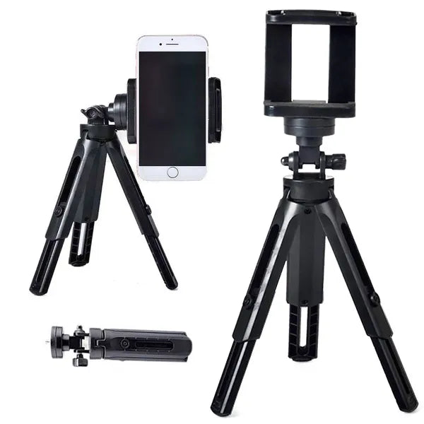 Állítható asztali telefon tripod, 10–15 cm, 360° fej, 1/4” menet