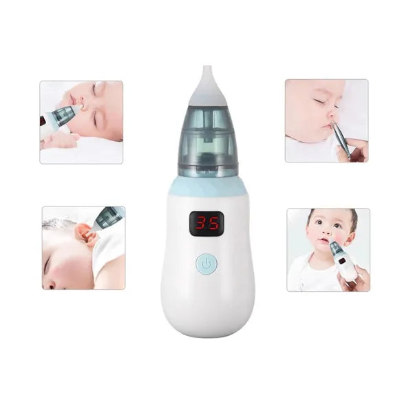 Elektromos orrszívó babáknak, 5 szívóerő, LCD, USB, 3 szilikon fej
