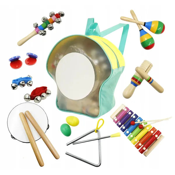 Ecotoys 10 darabos gyermek hangszerkészlet hátizsákkal, 3+ év