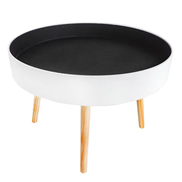 Kerek, levehető tálcás dohányzóasztal tárolóval, 60 cm