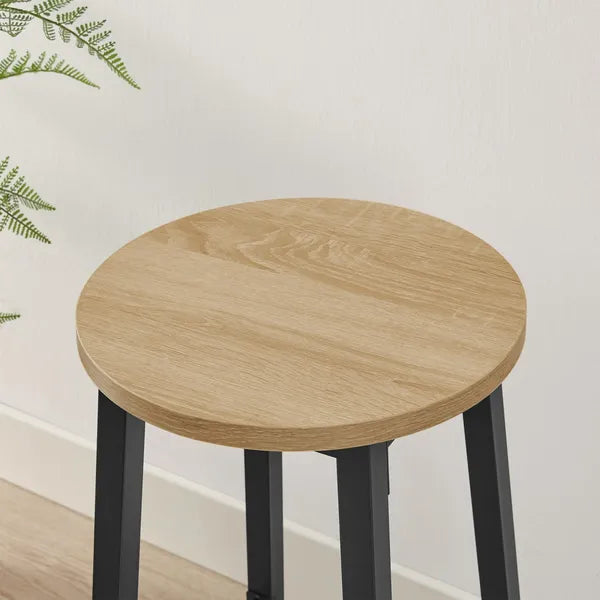 2 db 65 cm magas, lábtartós, acél vázas kerek bárszék szett
