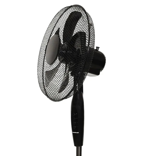 Fekete álló ventilátor 45 W, 5 lapát, 3 üzemmód, állítható magasság