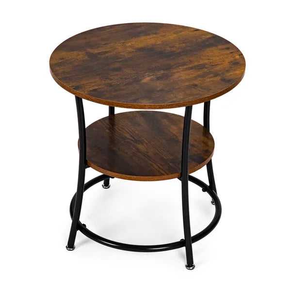 Kerek loft dohányzóasztal, rusztikus tölgy, fém vázzal, 55 cm