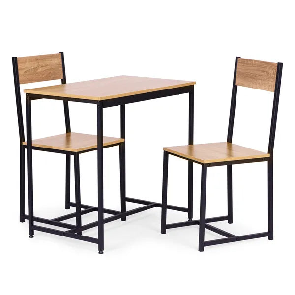 Étkező- bútorszett: 78x49 cm tölgy MDF asztal + 2 fémszék