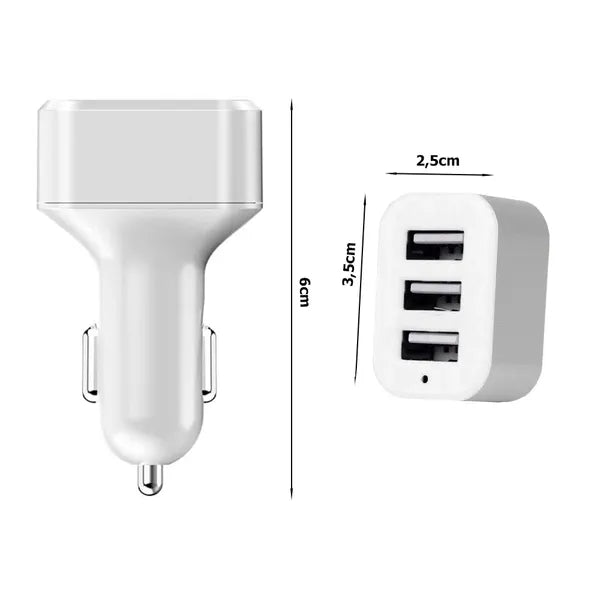 Autós USB szivargyújtó töltő 3 porttal (1.1A, 2.1A, 3.1A) 12–24 V