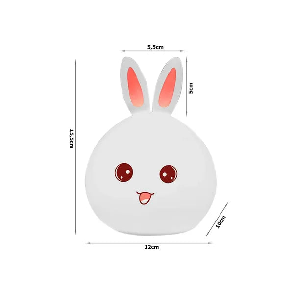 Szilikon nyuszi gyerek éjjeli lámpa RGB, érintésvezérlés, elemes, 15,5 cm