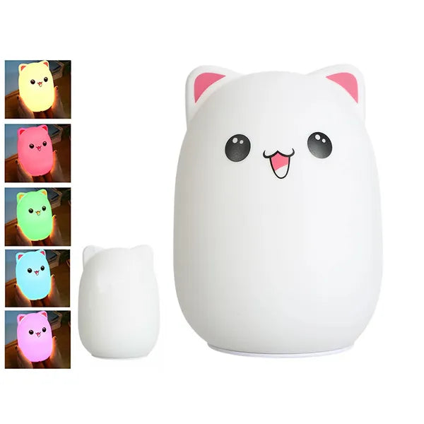 Szilikon macska LED éjszakai fény RGB érintésvezérléssel, USB tölthető