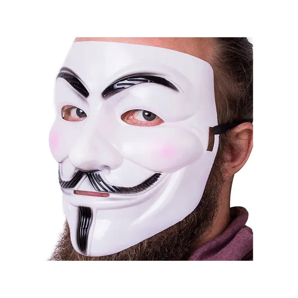 Guy Fawkes Anonymous fehér műanyag maszk, univerzális méret