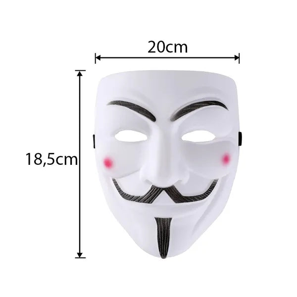 Guy Fawkes Anonymous fehér műanyag maszk, univerzális méret