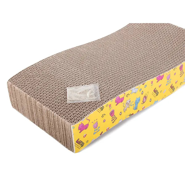 Hullámos karton macskakaparó macskamentával, 42,5×7×9 cm