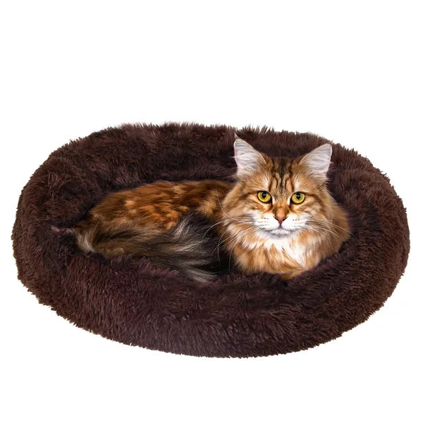 Springos Cozy kutyafekhely, kerek, 80 cm, barna, poliészter, L méret