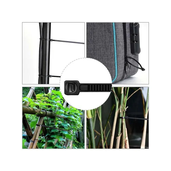 Nylon kábelkötegelő 3,6×200 mm fekete, 100 db