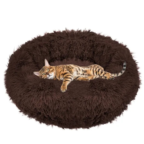 Springos Cozy kutyafekhely, kerek, 80 cm, barna, poliészter, L méret