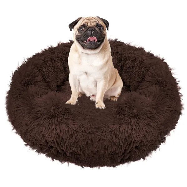 Springos Cozy kutyafekhely, kerek, 80 cm, barna, poliészter, L méret