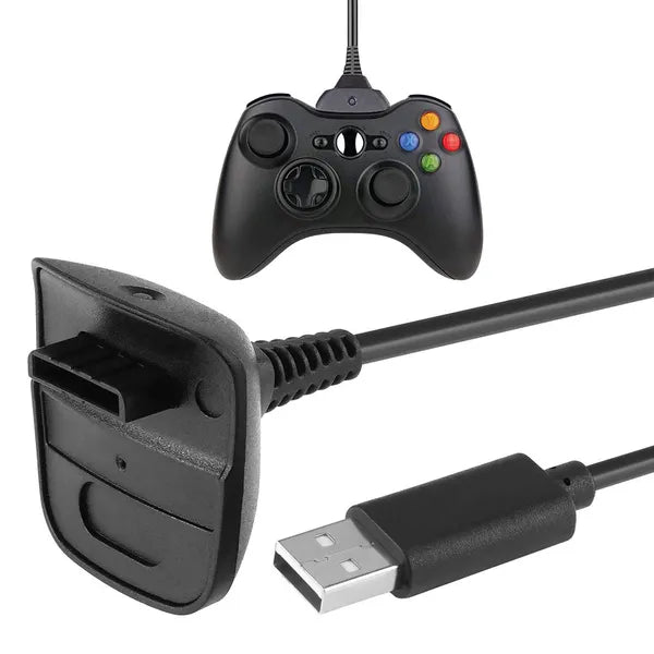 USB Play & Charge kábel Xbox 360 vezeték nélküli kontrollerhez, 1,5 m, fekete