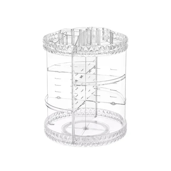 Átlátszó akril kozmetikai és ékszertartó, 360° forgatható, 28×21,5 cm